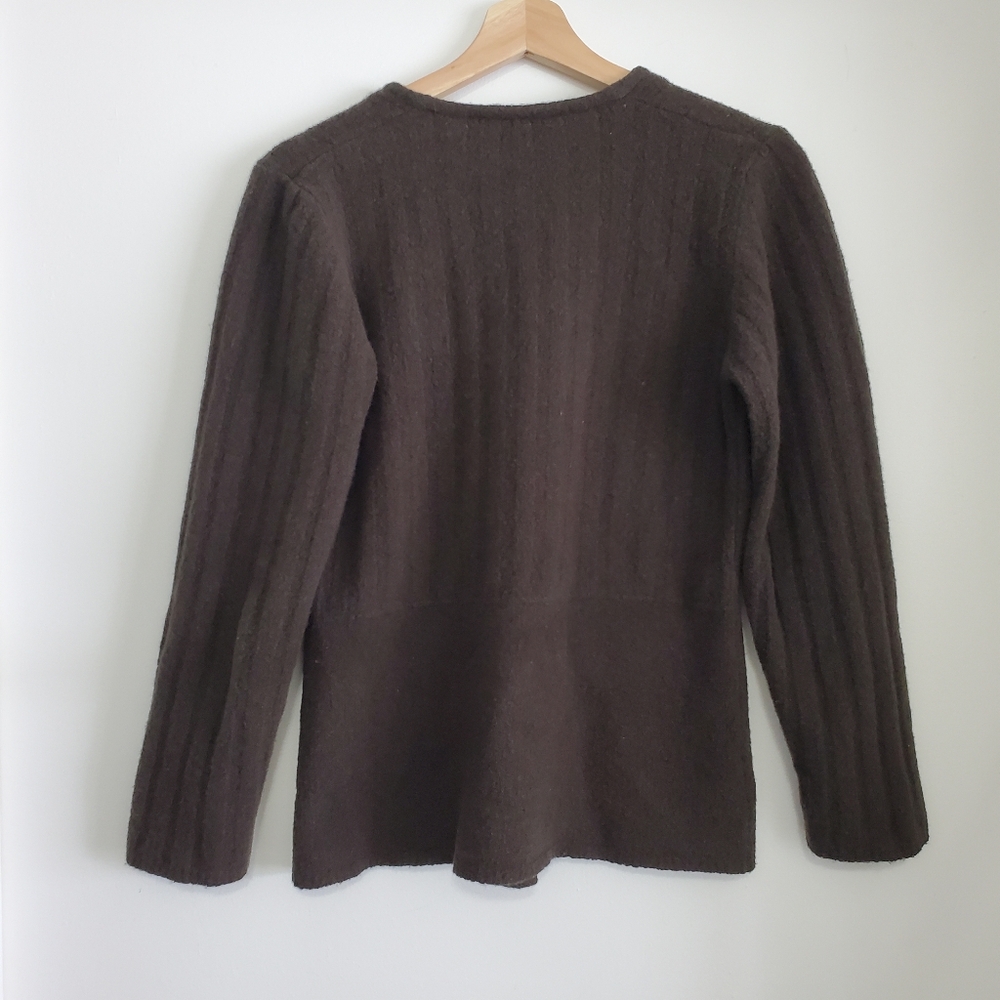 Vintage Small Sweater Tristan And Iseut Wool Cardigan Forest Green V-neck Button - Picture 12 of 16